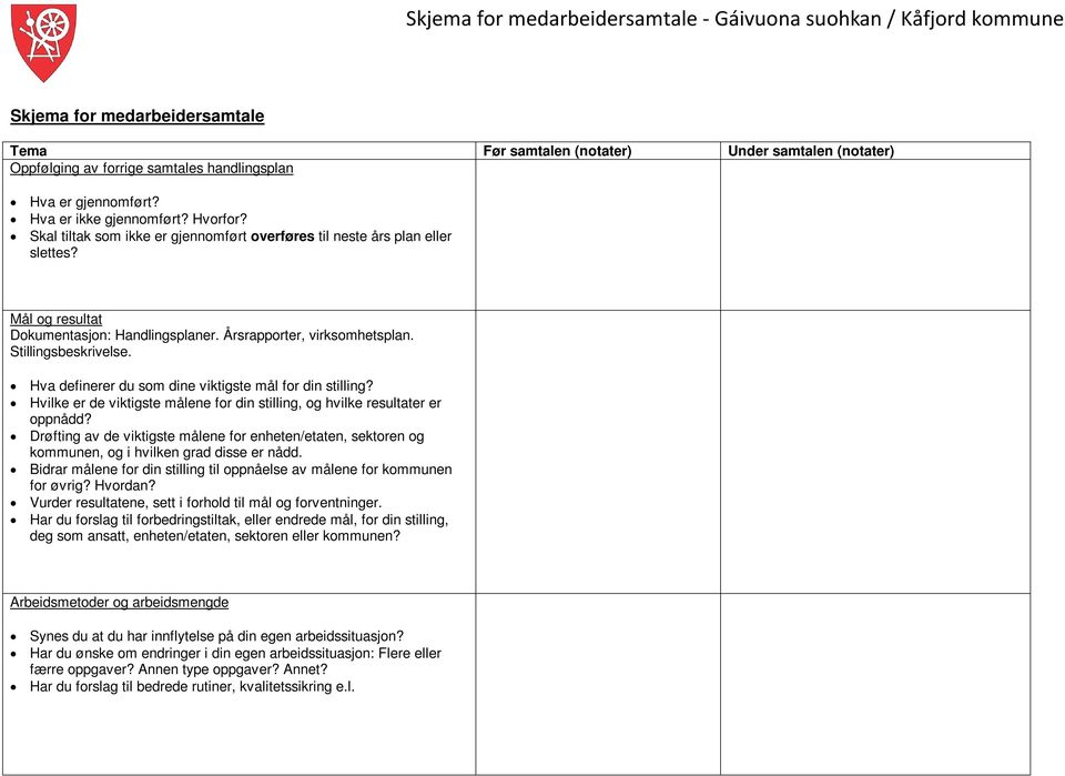 Hva definerer du som dine viktigste mål for din stilling? Hvilke er de viktigste målene for din stilling, og hvilke resultater er oppnådd?