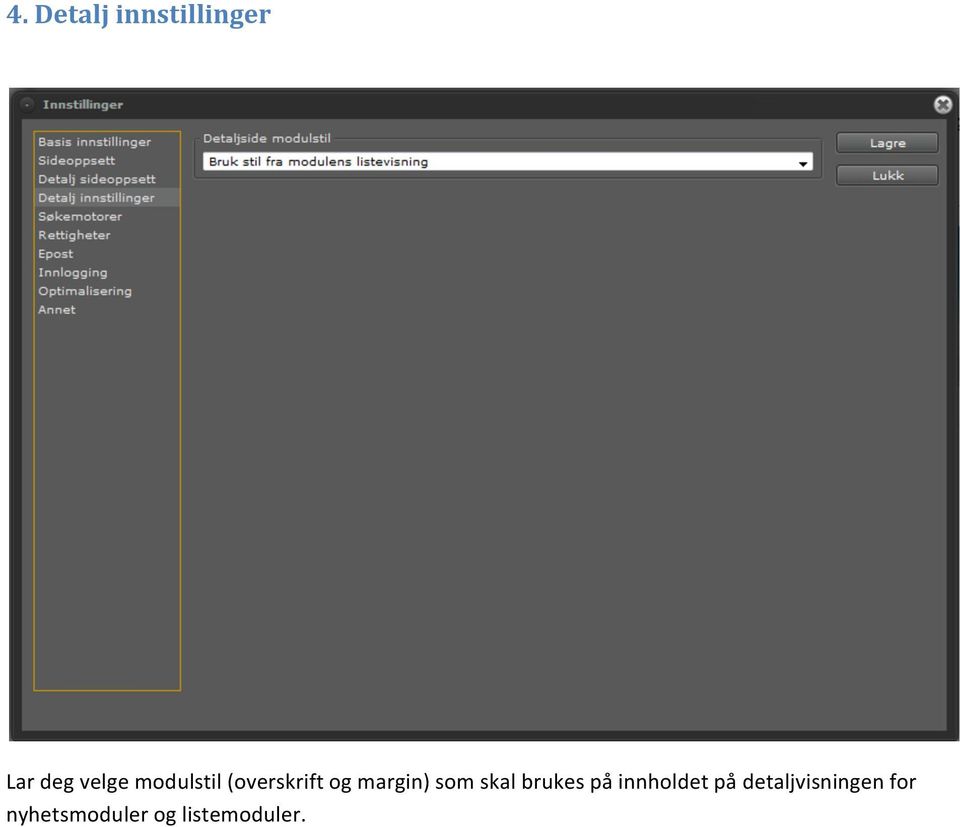 skal brukes på innholdet på