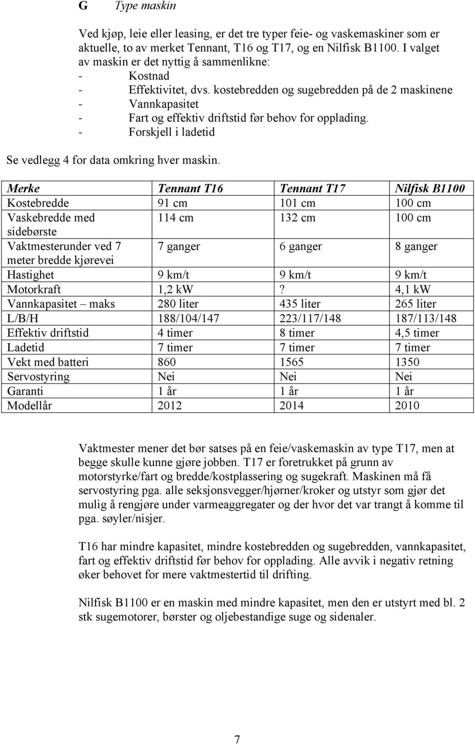 - Forskjell i ladetid Se vedlegg 4 for data omkring hver maskin.