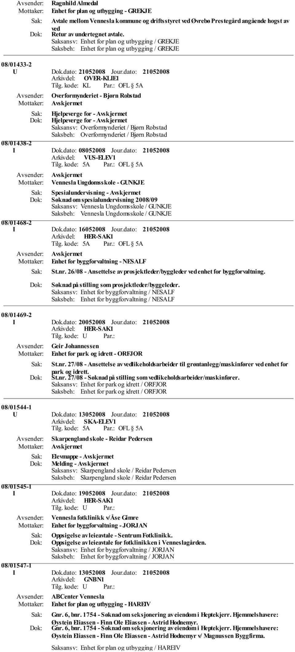 : OFL 5A Overformynderiet - Bjørn Robstad Avskjermet Hjelpeverge for - Avskjermet Hjelpeverge for - Avskjermet Saksansv: Overformynderiet / Bjørn Robstad Saksbeh: Overformynderiet / Bjørn Robstad