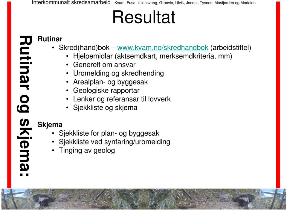 ansvar Uromelding og skredhending Arealplan- og byggesak Geologiske rapportar Lenker og