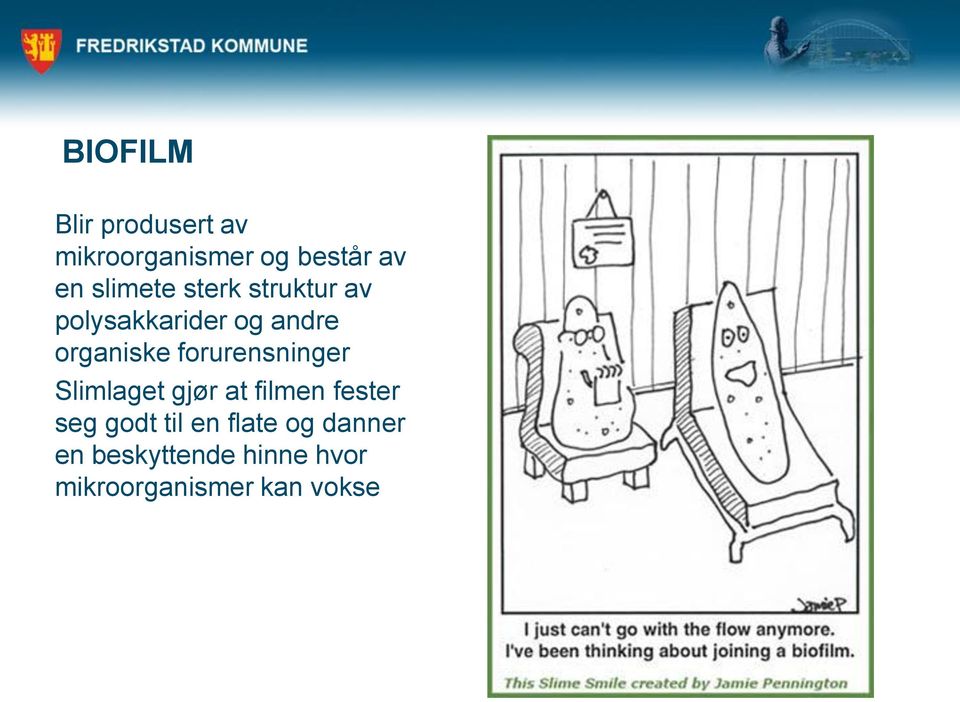 forurensninger Slimlaget gjør at filmen fester seg godt til