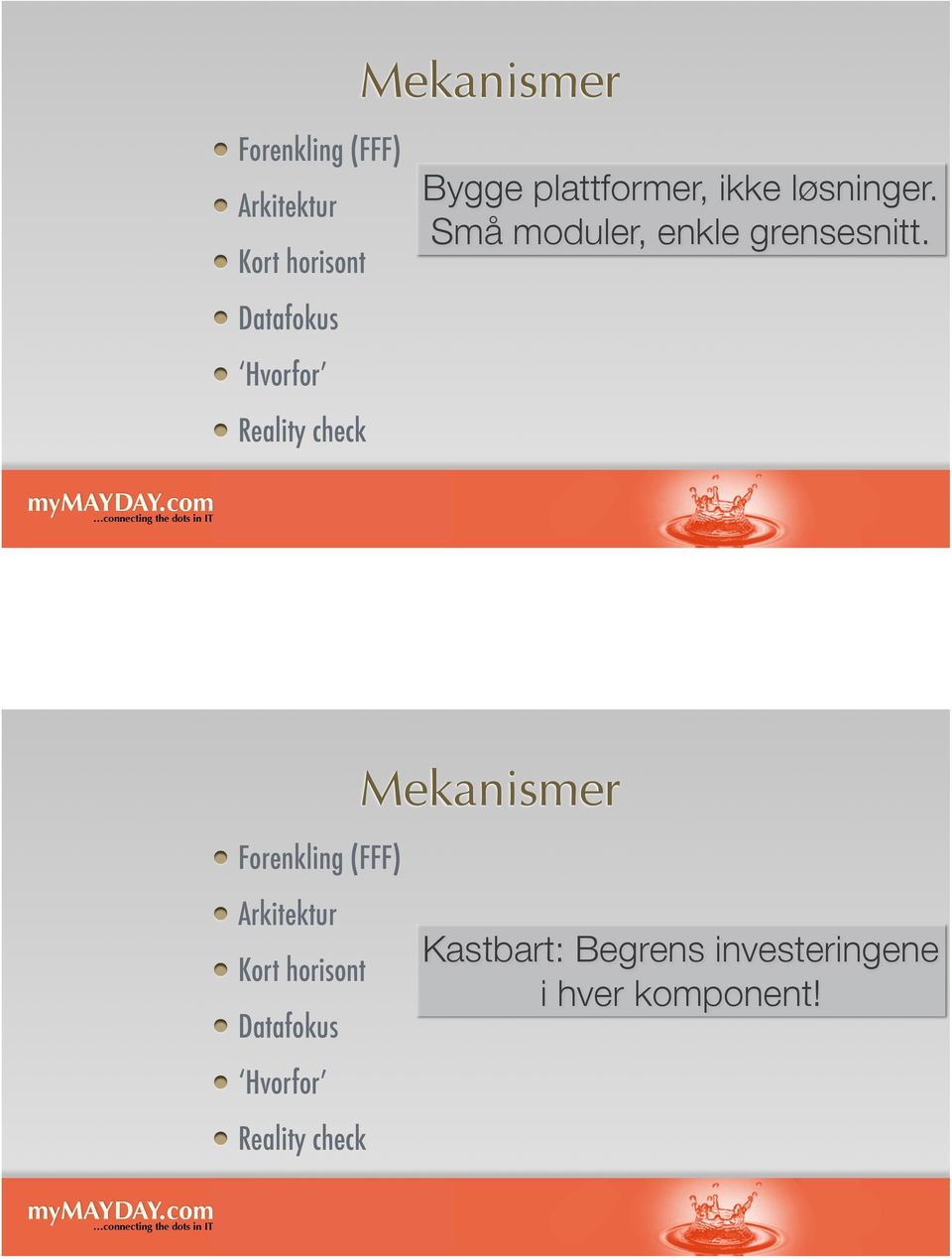 Små moduler, enkle grensesnitt.