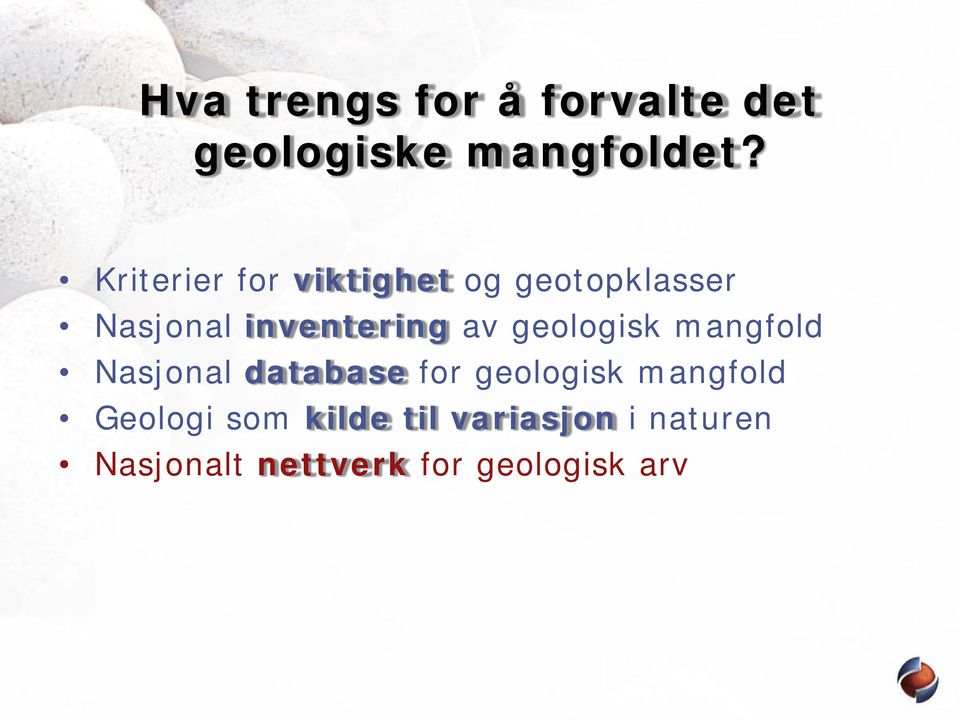 av geologisk mangfold Nasjonal database for geologisk mangfold