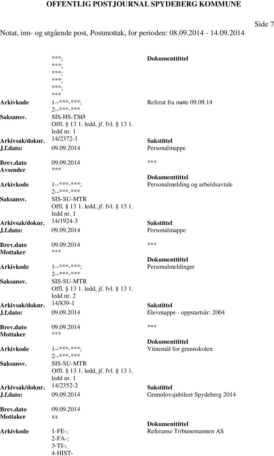 14/2352-2 Sakstittel J.f.dato: 09.09.2014 Grunnlovsjubileet Spydeberg 2014 Brev.dato 09.09.2014 Mottaker xx 1-FE-; 4-HIST- Referanse Tribunemannen AS