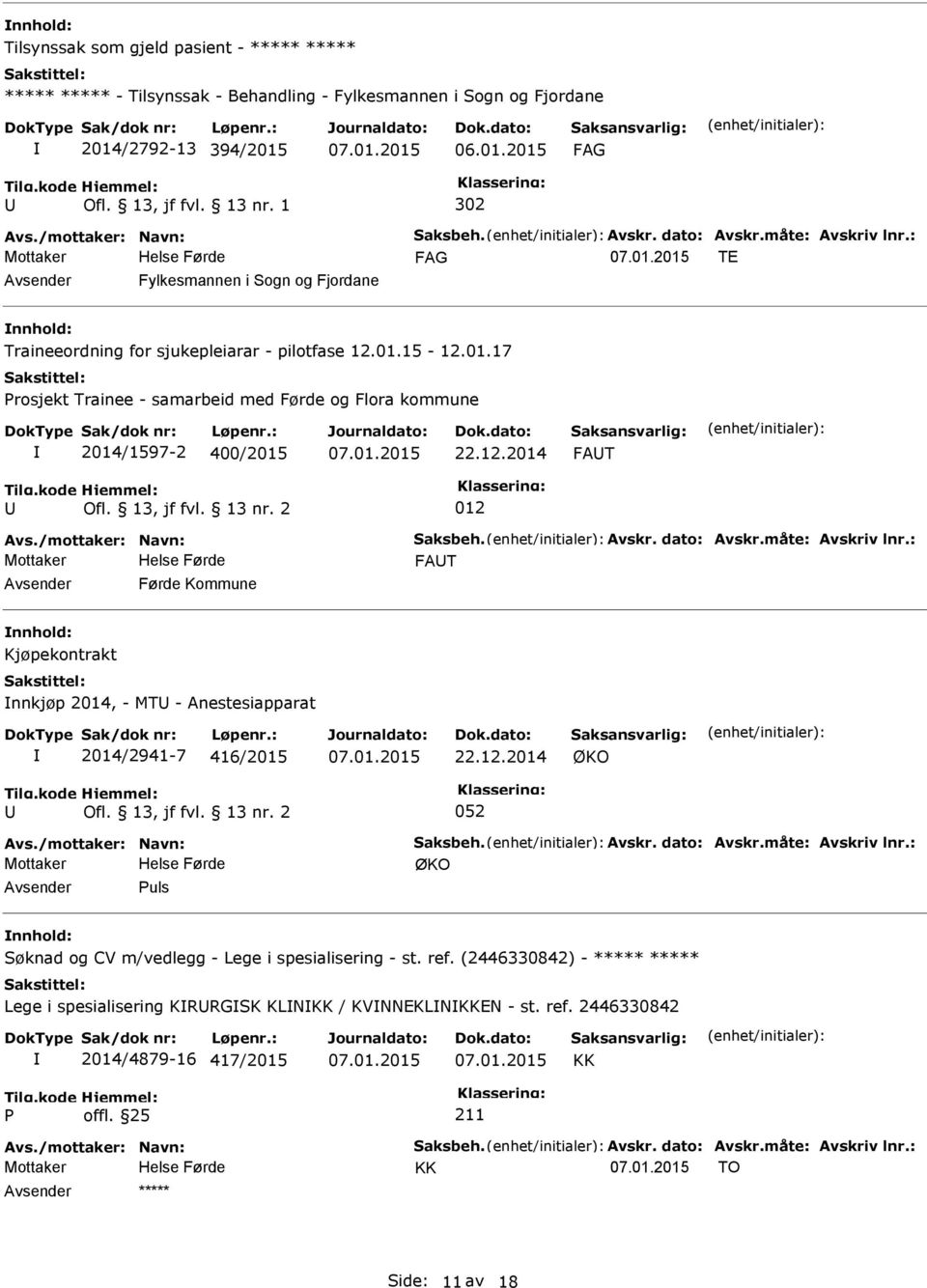 12.2014 FAT Ofl. 13, jf fvl. 13 nr. 2 012 Avs./mottaker: Navn: Saksbeh. Avskr. dato: Avskr.måte: Avskriv lnr.