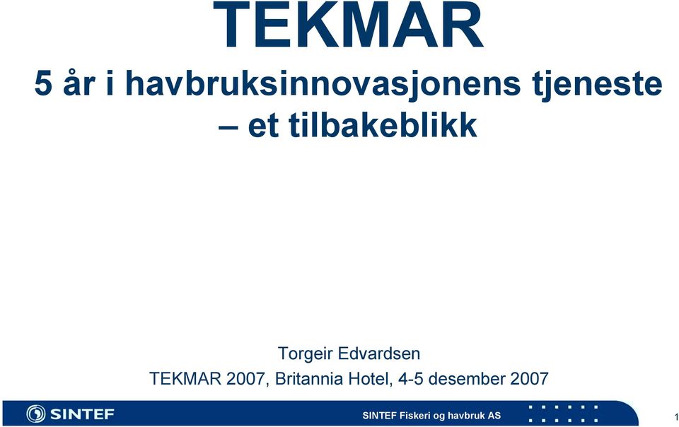 Edvardsen TEKMAR 2007, Britannia Hotel,