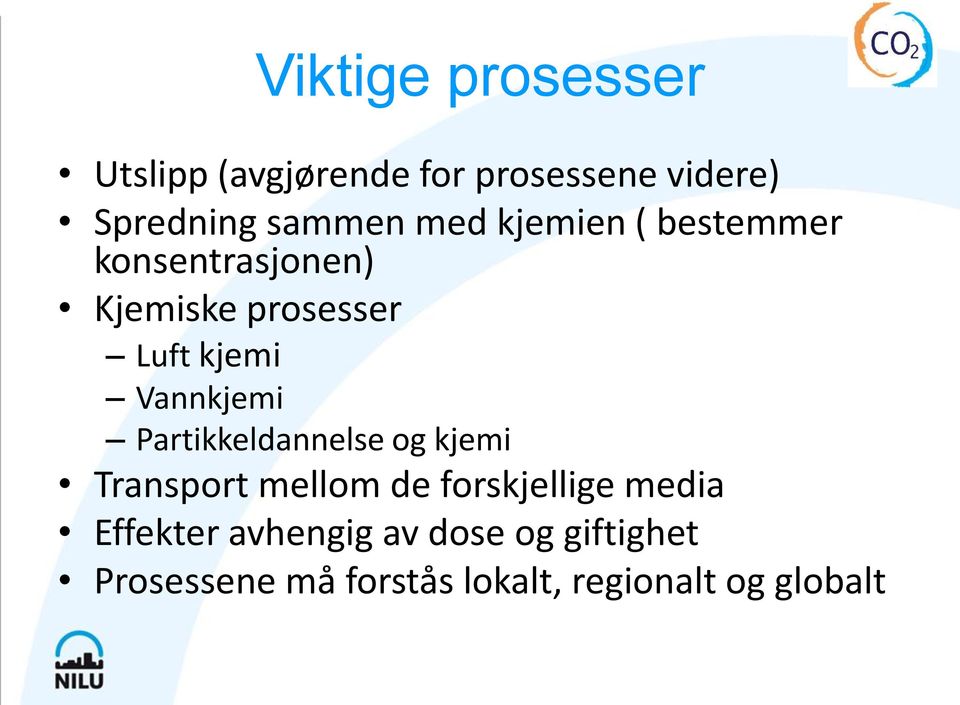 Vannkjemi Partikkeldannelse og kjemi Transport mellom de forskjellige media