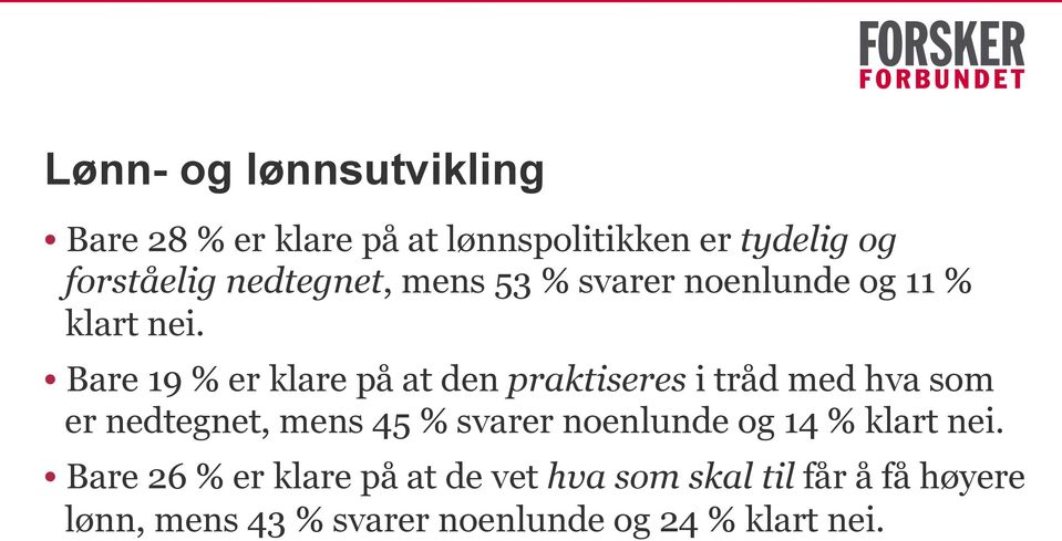 Bare 19 % er klare på at den praktiseres i tråd med hva som er nedtegnet, mens 45 % svarer