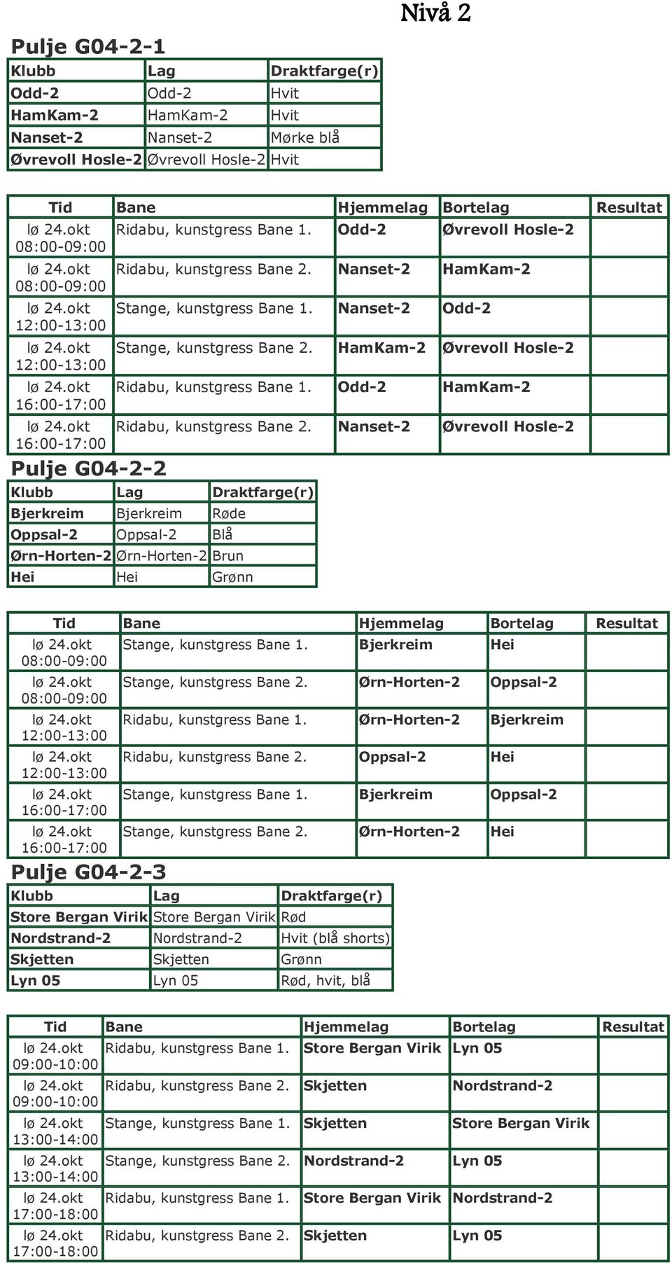 HamKam-2 Øvrevoll Hosle-2 Ridabu, kunstgress Bane 1. Odd-2 HamKam-2 Ridabu, kunstgress Bane 2.