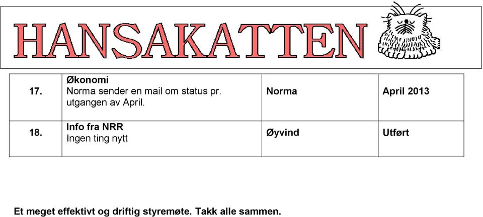 Info fra NRR Ingen ting nytt Øyvind Et