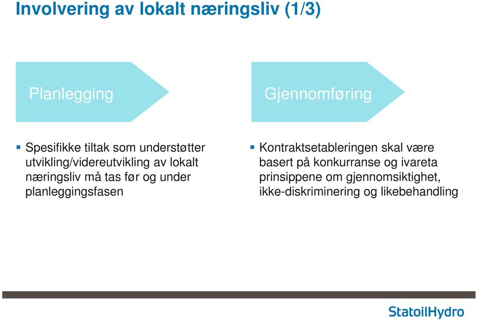 før og under planleggingsfasen Kontraktsetableringen skal være basert på