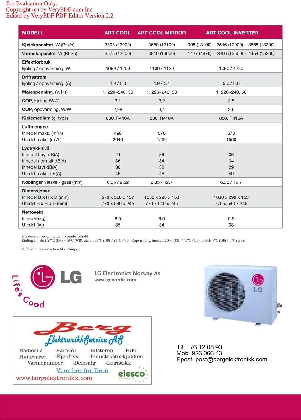 35 o C (DB) / 24 o C (WB).