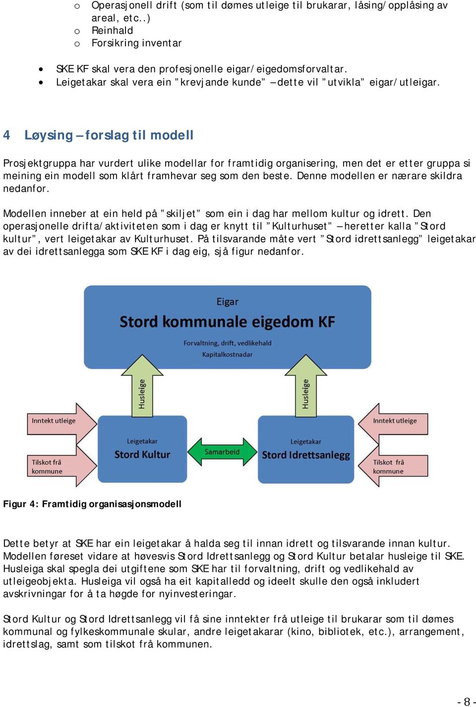 4 Løysing forslag til modell Prosjektgruppa har vurdert ulike modellar for framtidig organisering, men det er etter gruppa si meining ein modell som klårt framhevar seg som den beste.
