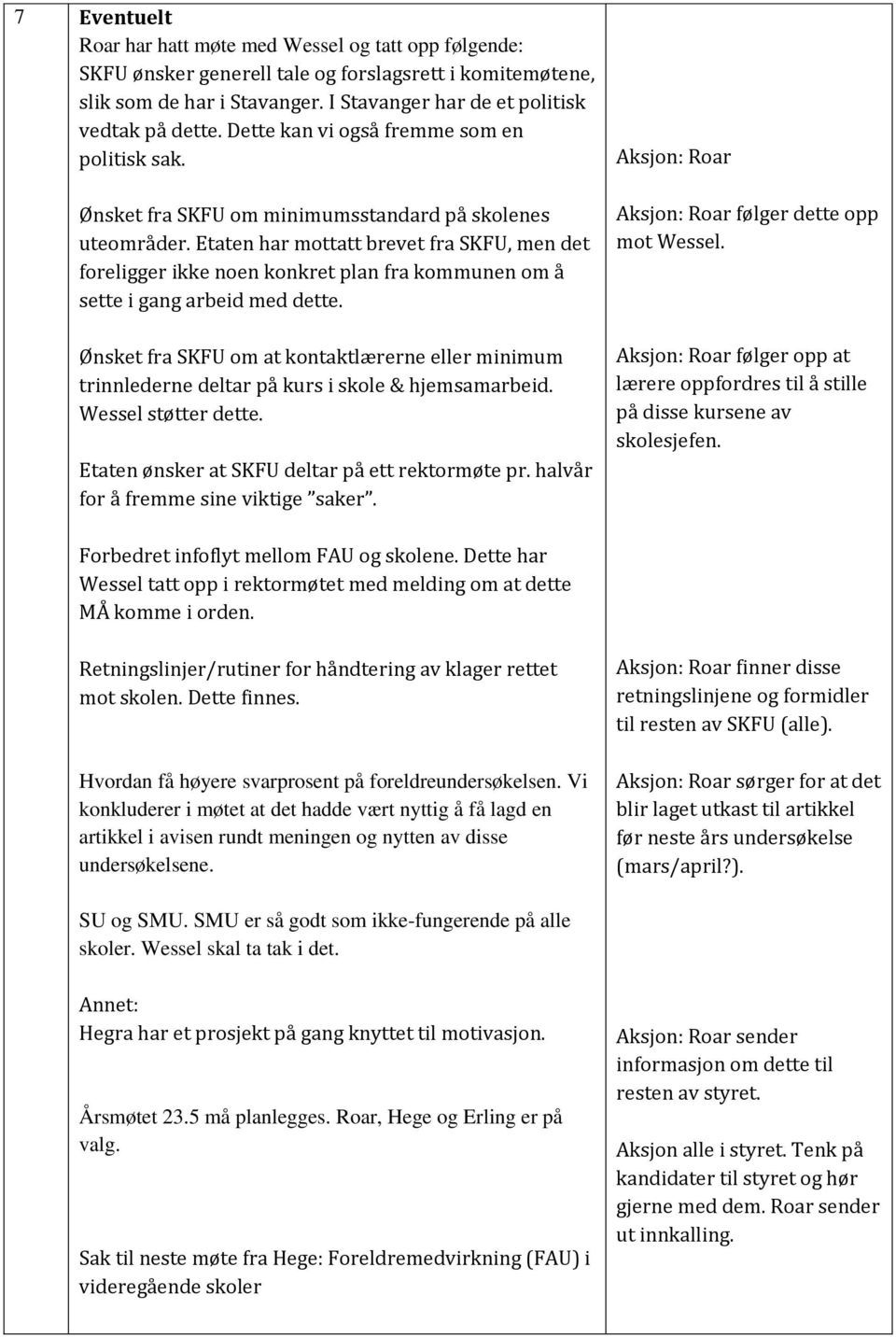 Etaten har mottatt brevet fra SKFU, men det foreligger ikke noen konkret plan fra kommunen om å sette i gang arbeid med dette.