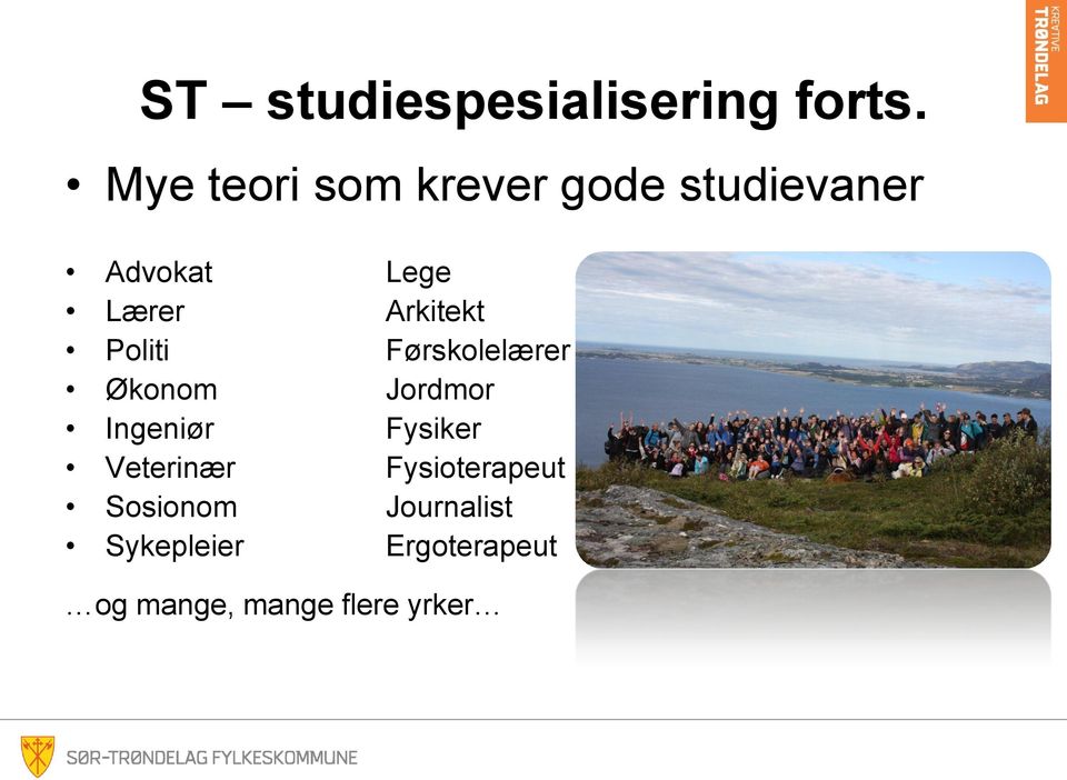 Arkitekt Politi Førskolelærer Økonom Jordmor Ingeniør Fysiker