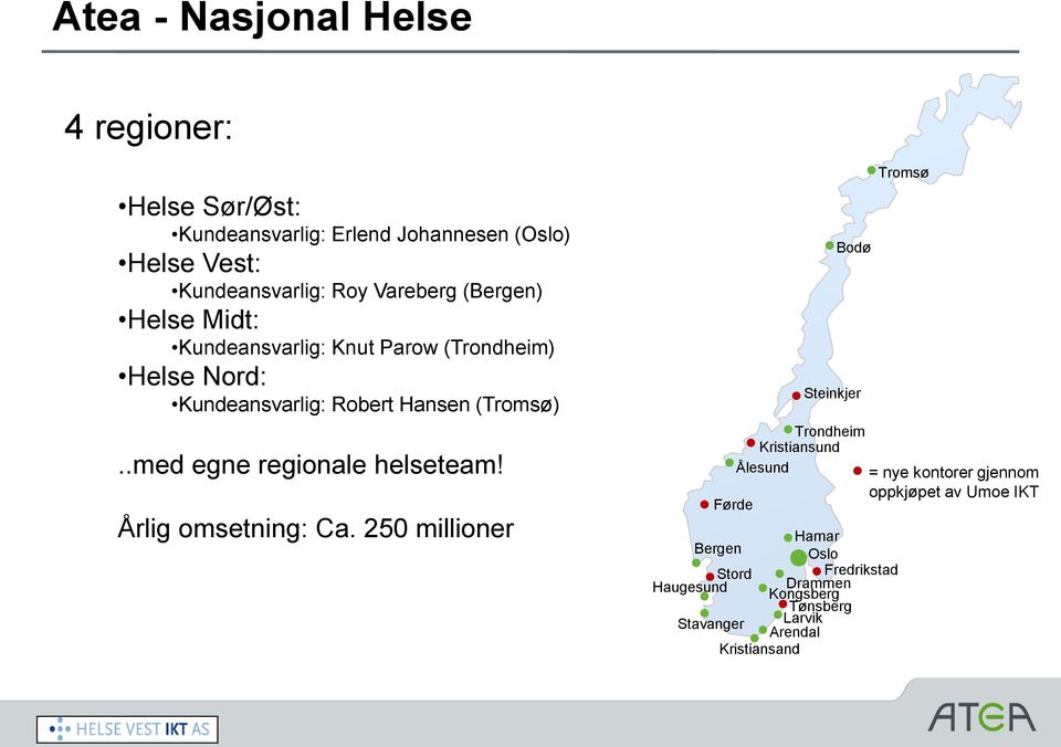 .med egne regionale helseteam! Årlig omsetning: Ca.