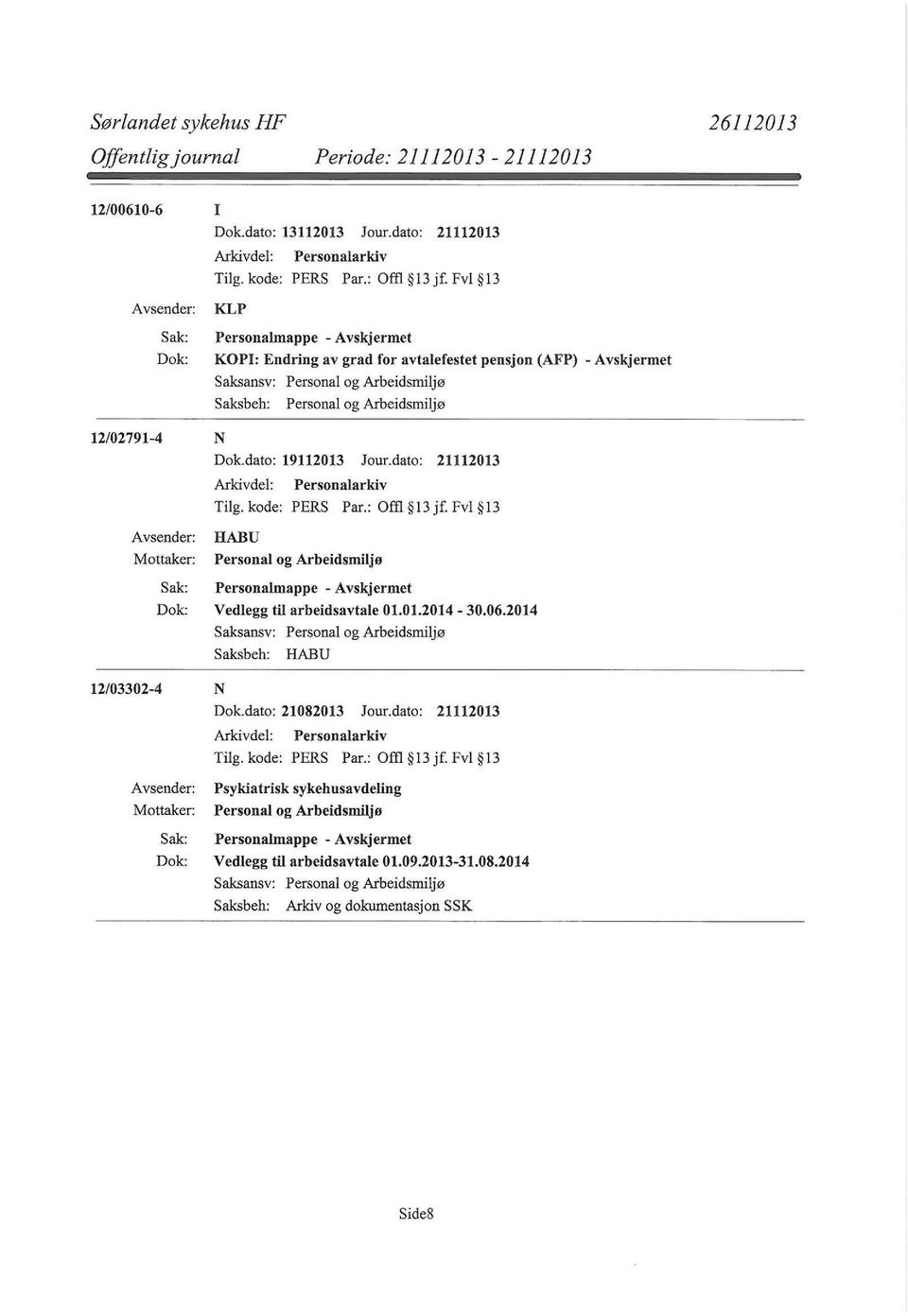 dato: 21112013 HABU Personal og Arbeidsmiljø Vedlegg til arbeidsavtale 01.01.2014-30.06.2014 Saksbeh: HABU 12/03302-4 N Dok.