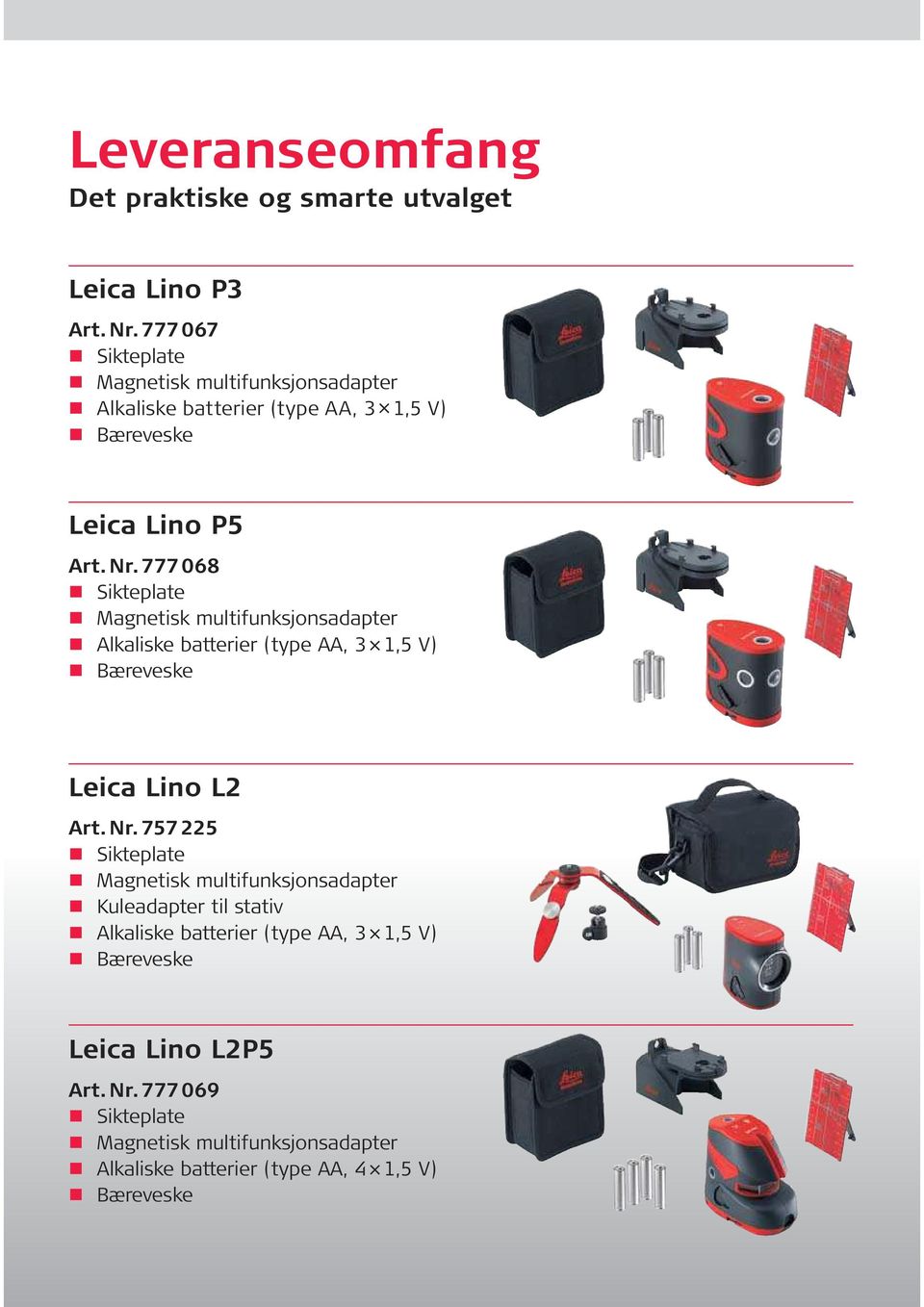 777068 Sikteplate Magetisk multifuksjosadapter Alkaliske batterier (type AA, 3 1,5 V) Bæreveske Leica Lio L2 Art. Nr.