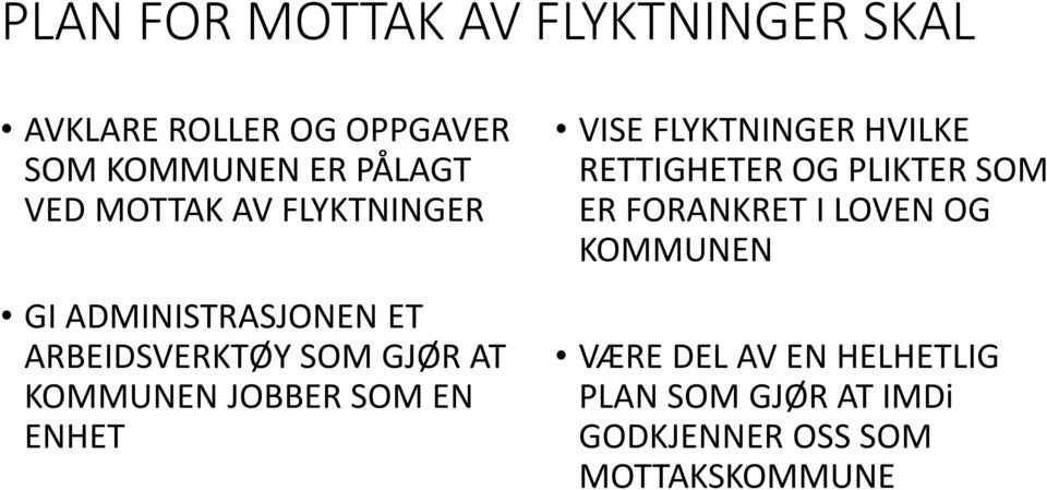 JOBBER SOM EN ENHET VISE FLYKTNINGER HVILKE RETTIGHETER OG PLIKTER SOM ER FORANKRET I