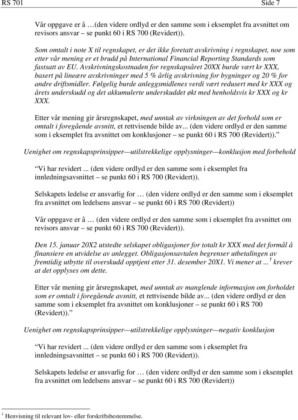 Avskrivningskostnaden for regnskapsåret 20XX burde vært kr XXX, basert på lineære avskrivninger med 5 % årlig avskrivning for bygninger og 20 % for andre driftsmidler.