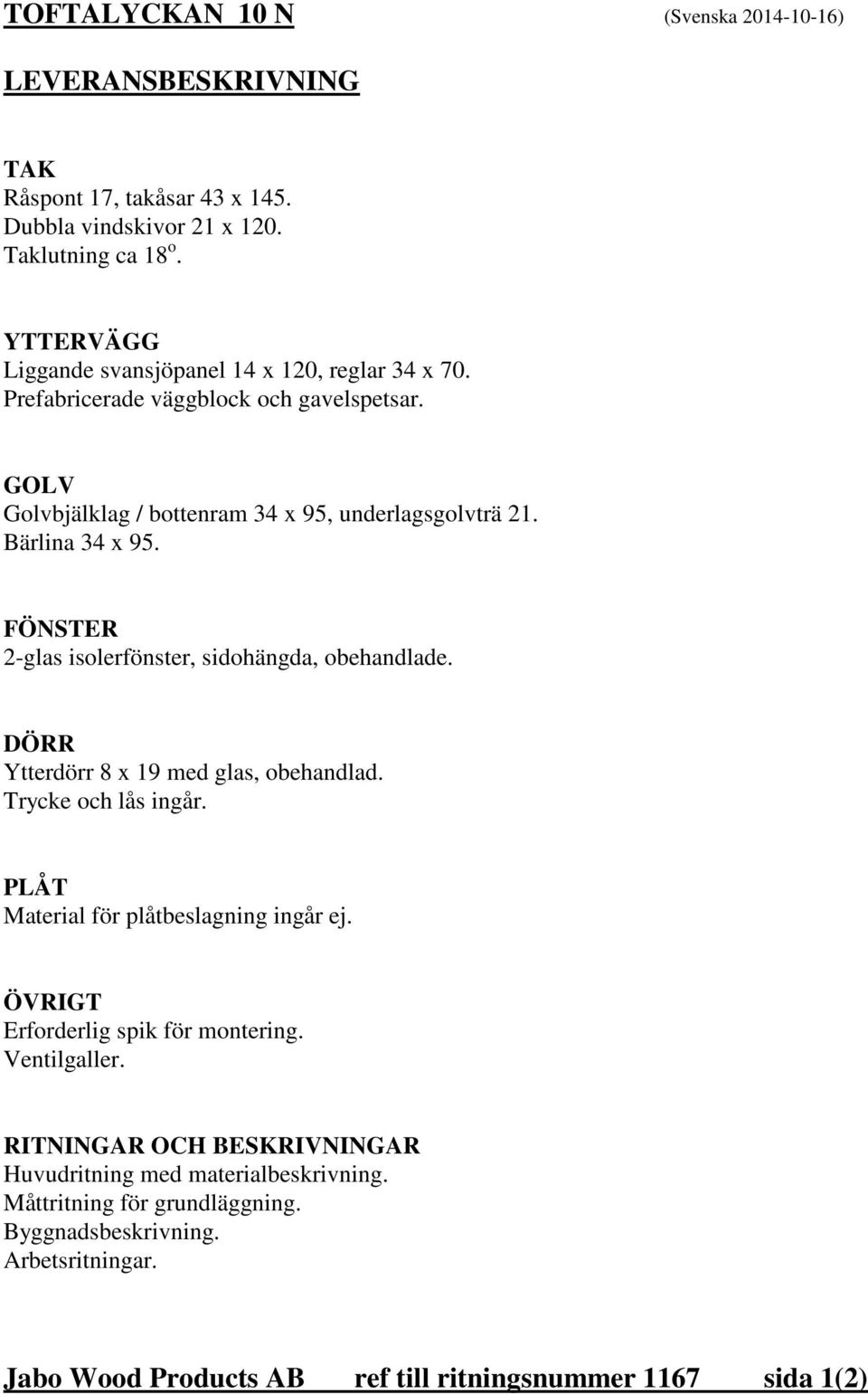 FÖNSTER 2-glas isolerfönster, sidohängda, obehandlade. DÖRR Ytterdörr 8 x 19 med glas, obehandlad. Trycke och lås ingår. PLÅT Material för plåtbeslagning ingår ej.