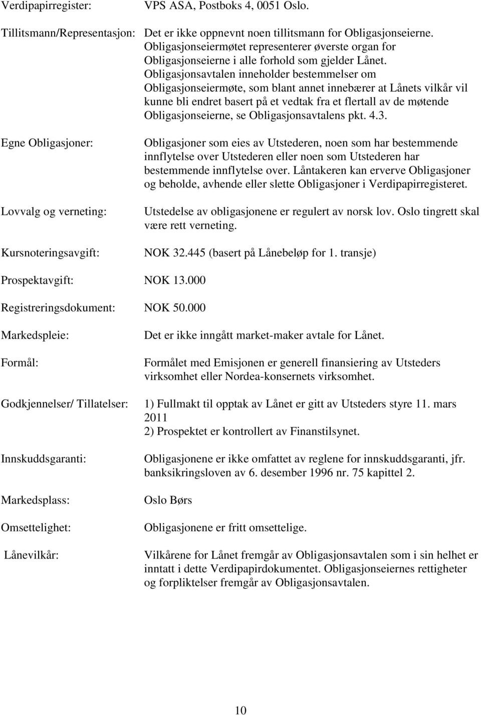 Obligasjonsavtalen inneholder bestemmelser om Obligasjonseiermøte, som blant annet innebærer at Lånets vilkår vil kunne bli endret basert på et vedtak fra et flertall av de møtende Obligasjonseierne,