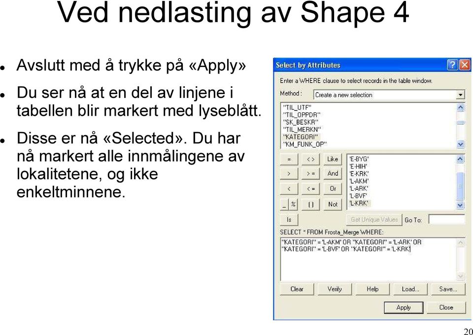 med lyseblått. Disse er nå «Selected».