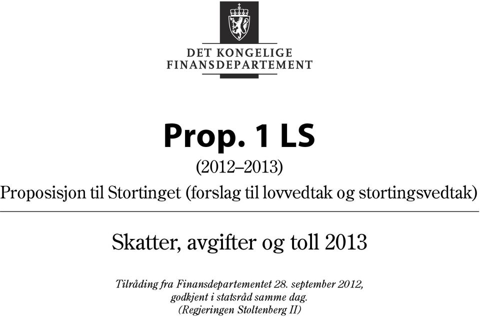 Tilråding fra Finansdepartementet 28.