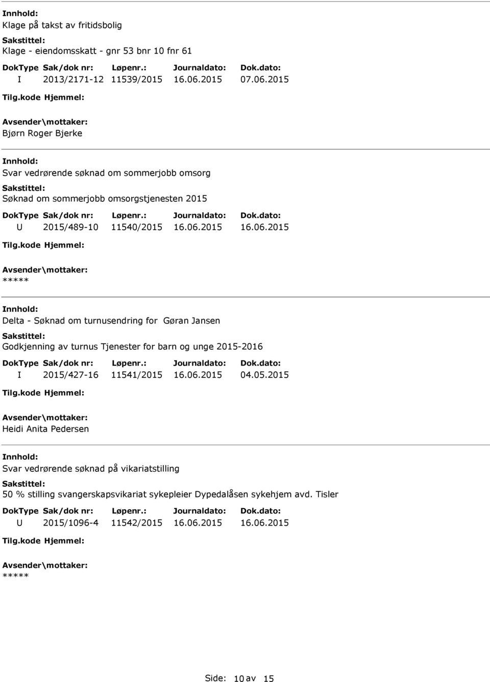 - Søknad om turnusendring for Gøran Jansen Godkjenning av turnus Tjenester for barn og unge 2015-2016 2015/427-16 11541/2015 04.05.