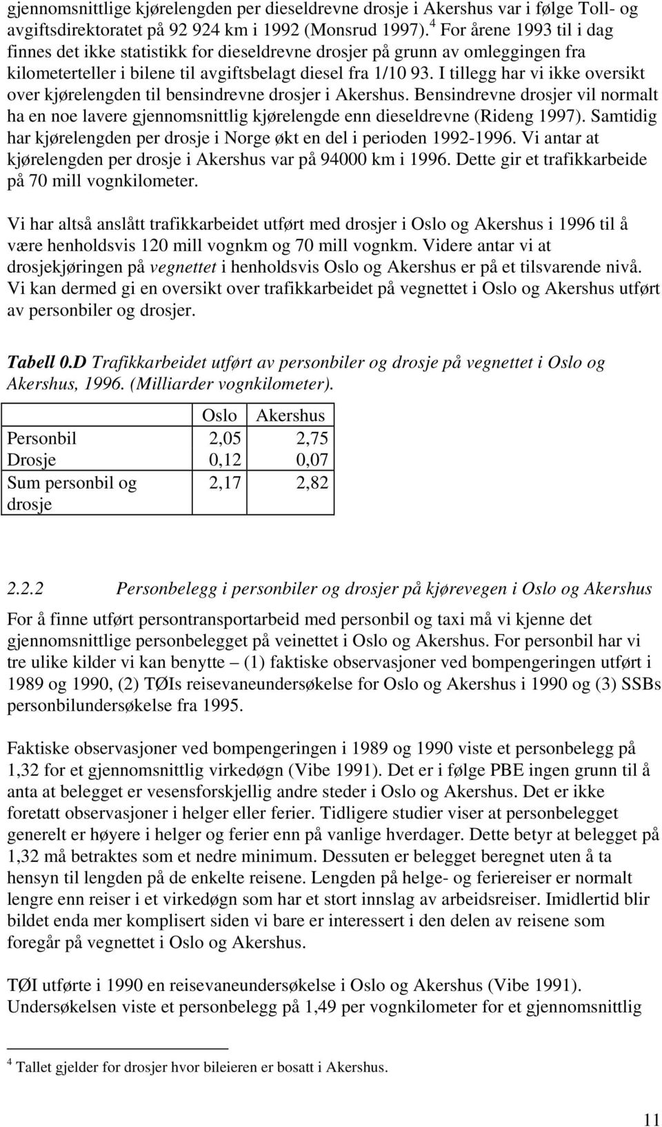 I tillegg har vi ikke oversikt over kjørelengden til bensindrevne drosjer i Akershus. Bensindrevne drosjer vil normalt ha en noe lavere gjennomsnittlig kjørelengde enn dieseldrevne (Rideng 1997).