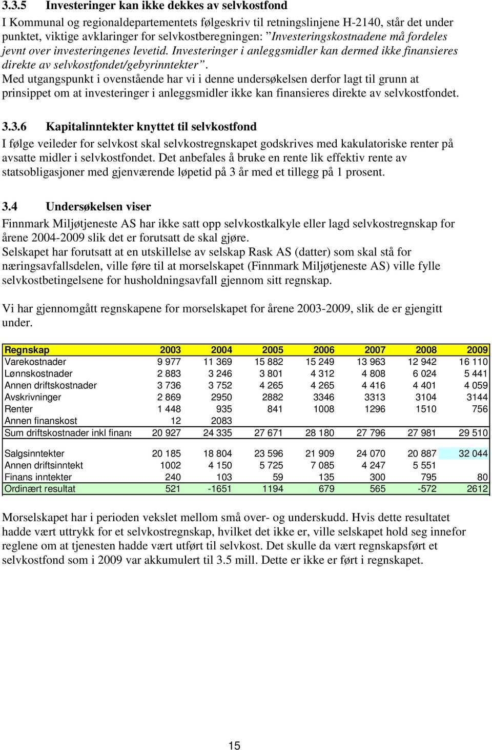 Med utgangspunkt i ovenstående har vi i denne undersøkelsen derfor lagt til grunn at prinsippet om at investeringer i anleggsmidler ikke kan finansieres direkte av selvkostfondet. 3.