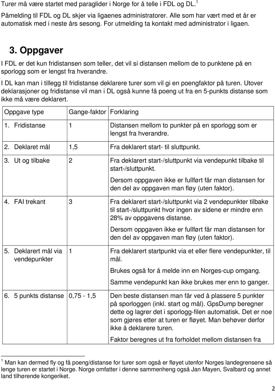 I DL kan man i tillegg til fridistanse deklarere turer som vil gi en poengfaktor på turen.