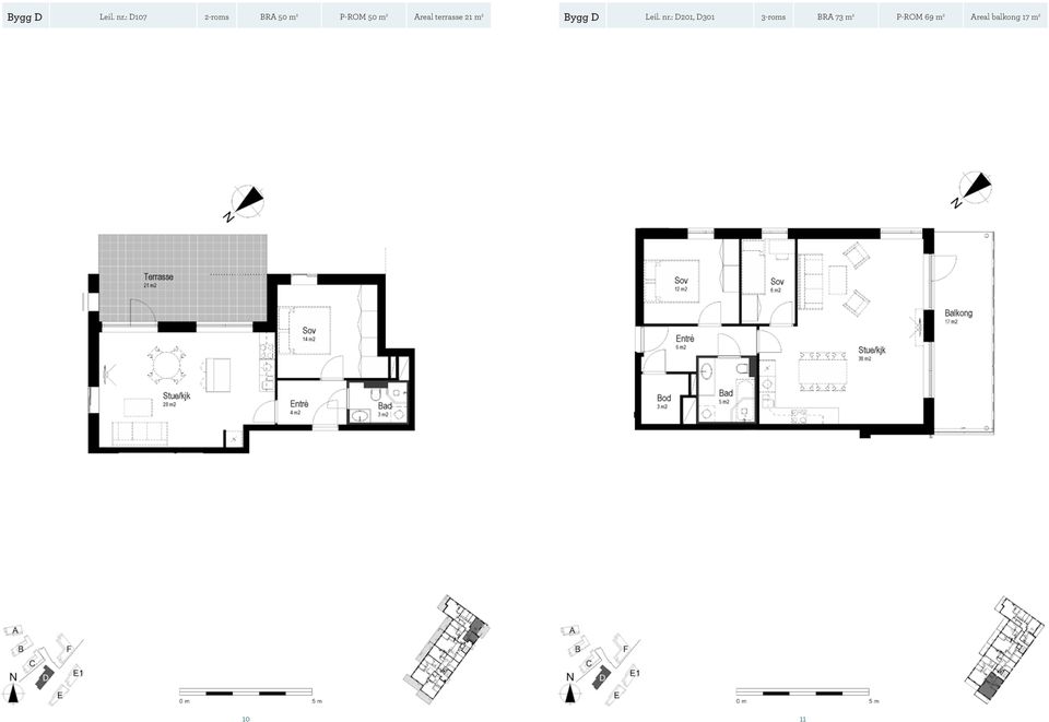 Areal terrasse 21 m 2 : D201, D301