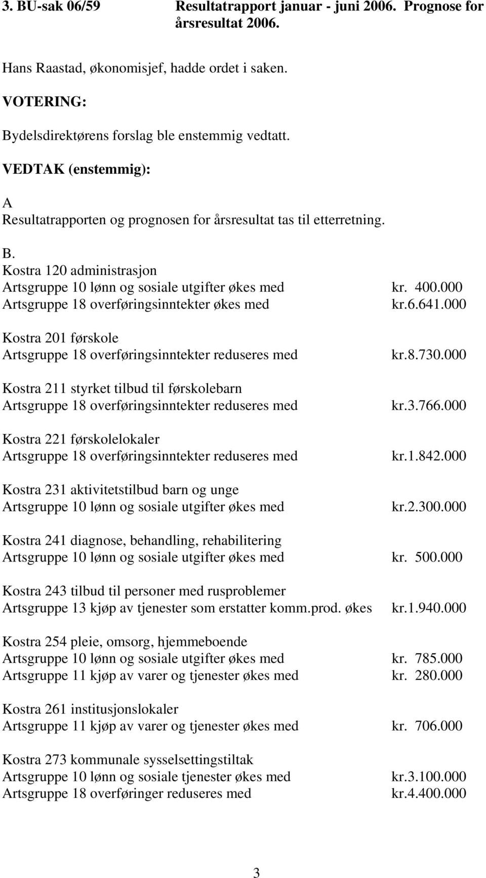 000 Artsgruppe 18 overføringsinntekter økes med kr.6.641.