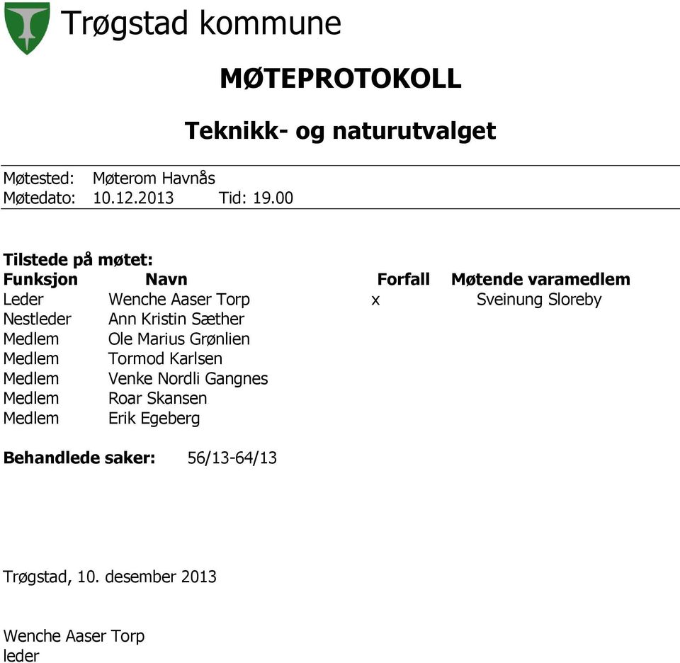 Leder Wenche Aaser Torp x Sveinung Sloreby Nestleder Ann Kristin Sæther Medlem Ole Marius Grønlien Medlem