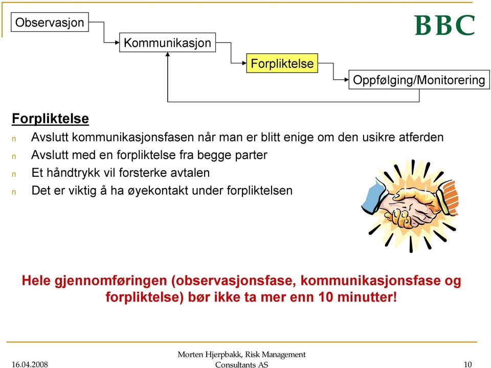 begge parter Et håndtrykk vil forsterke avtalen Det er viktig åha øyekontakt under forpliktelsen Hele