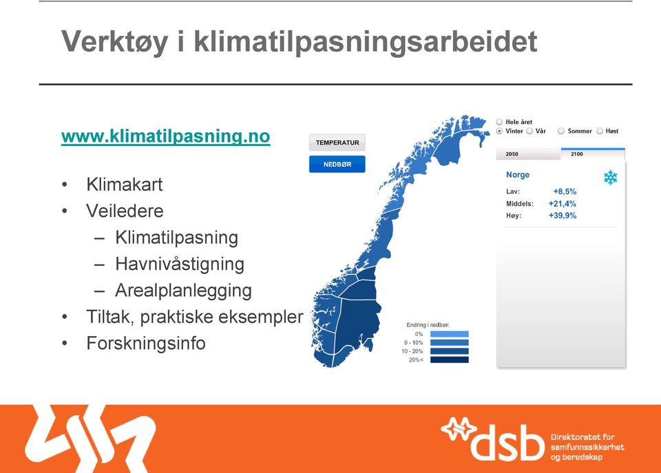 no Klimakart Veiledere Klimatilpasning