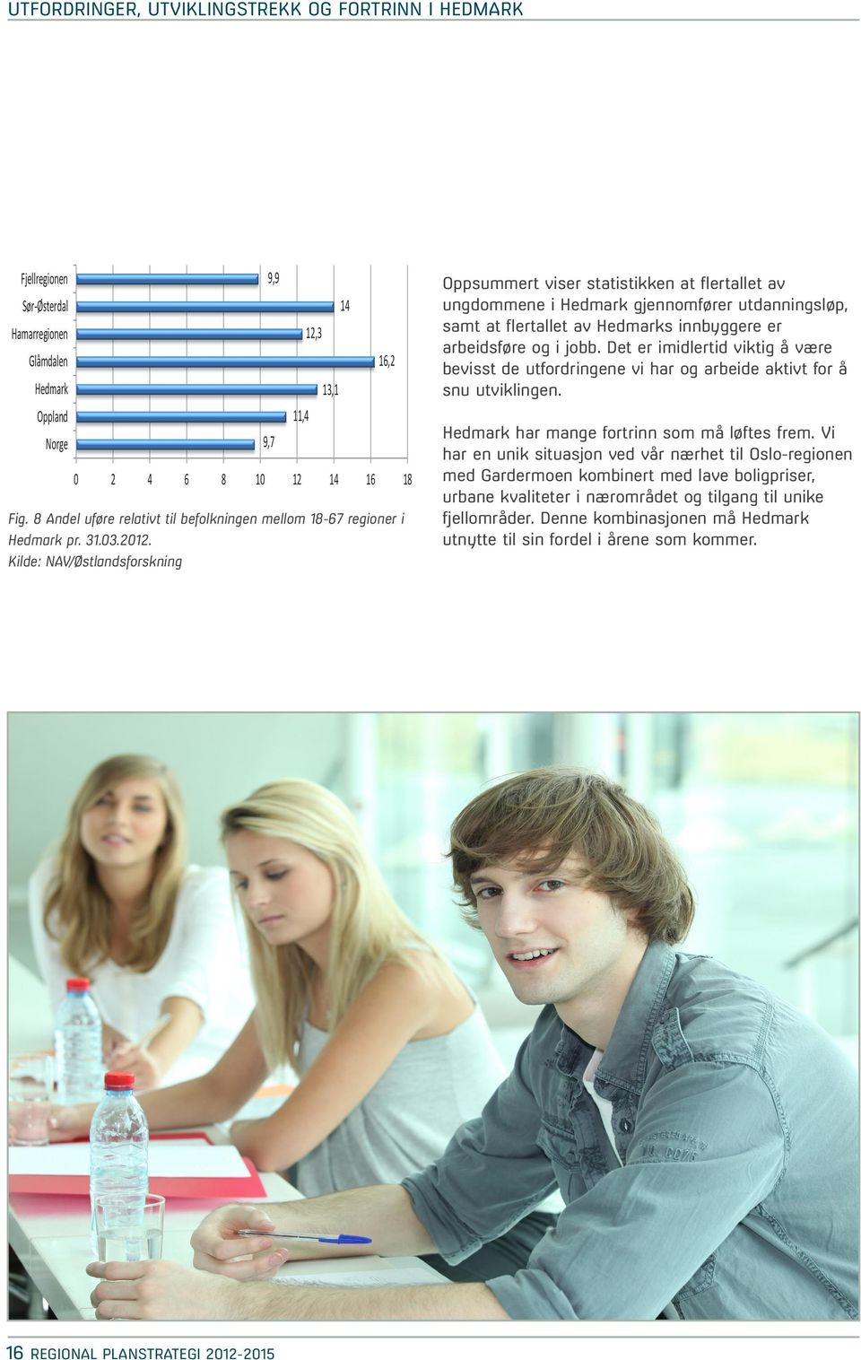 Kilde: NAV/Østlandsforskning Oppsummert viser statistikken at flertallet av ungdommene i Hedmark gjennomfører utdanningsløp, samt at flertallet av Hedmarks innbyggere er arbeidsføre og i jobb.