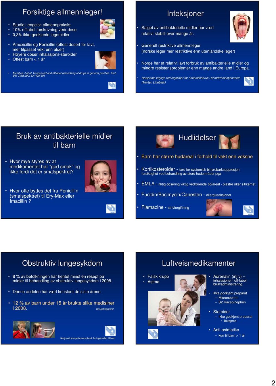 inhalasjons-steroider Oftest barn < 1 år McIntyre J et al. Unlicenced and offlabel prescribing of drugs in general practice.