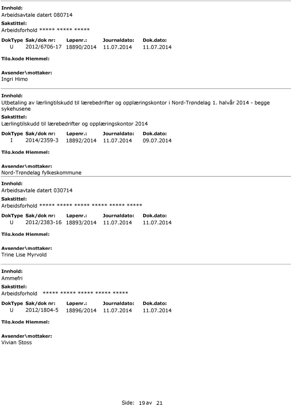 halvår 2014 - begge sykehusene Lærlingtilskudd til lærebedrifter og opplæringskontor 2014 2014/2359-3 18892/2014 09.07.