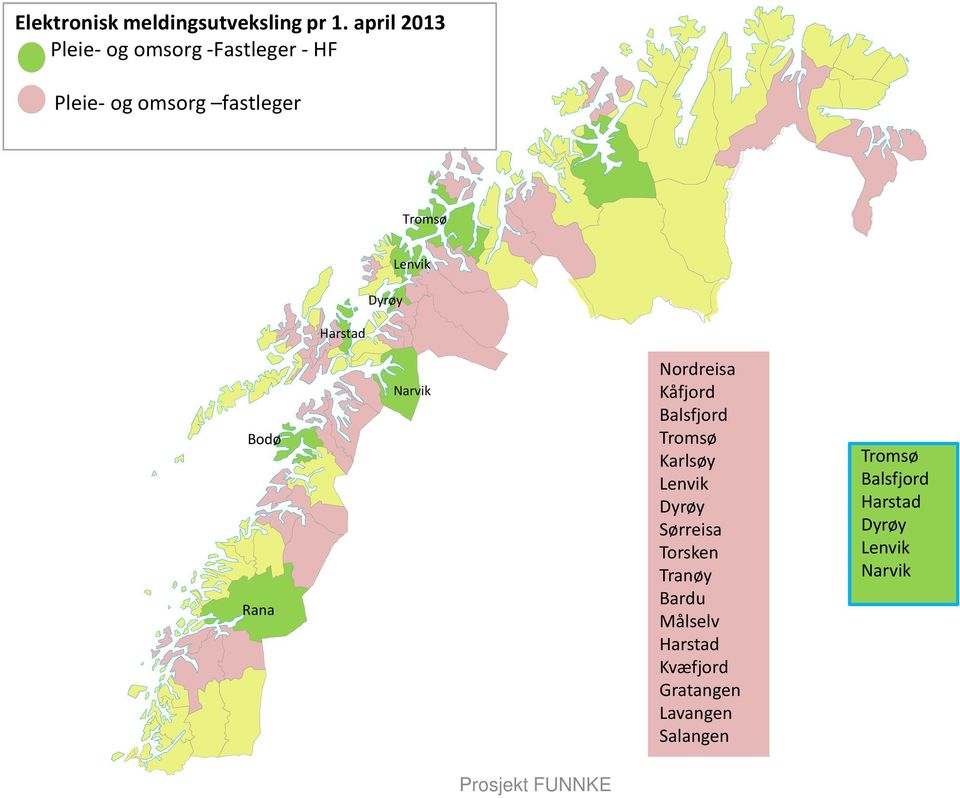 Dyrøy Lenvik Bodø Rana Narvik Nordreisa Kåfjord Balsfjord Tromsø Karlsøy Lenvik Dyrøy