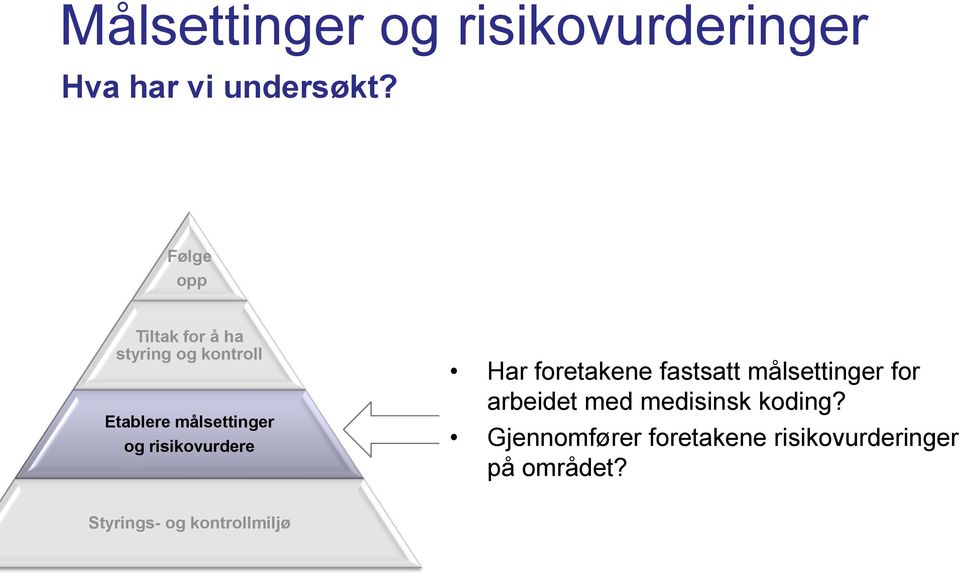 risikovurdere Har foretakene fastsatt målsettinger for arbeidet med