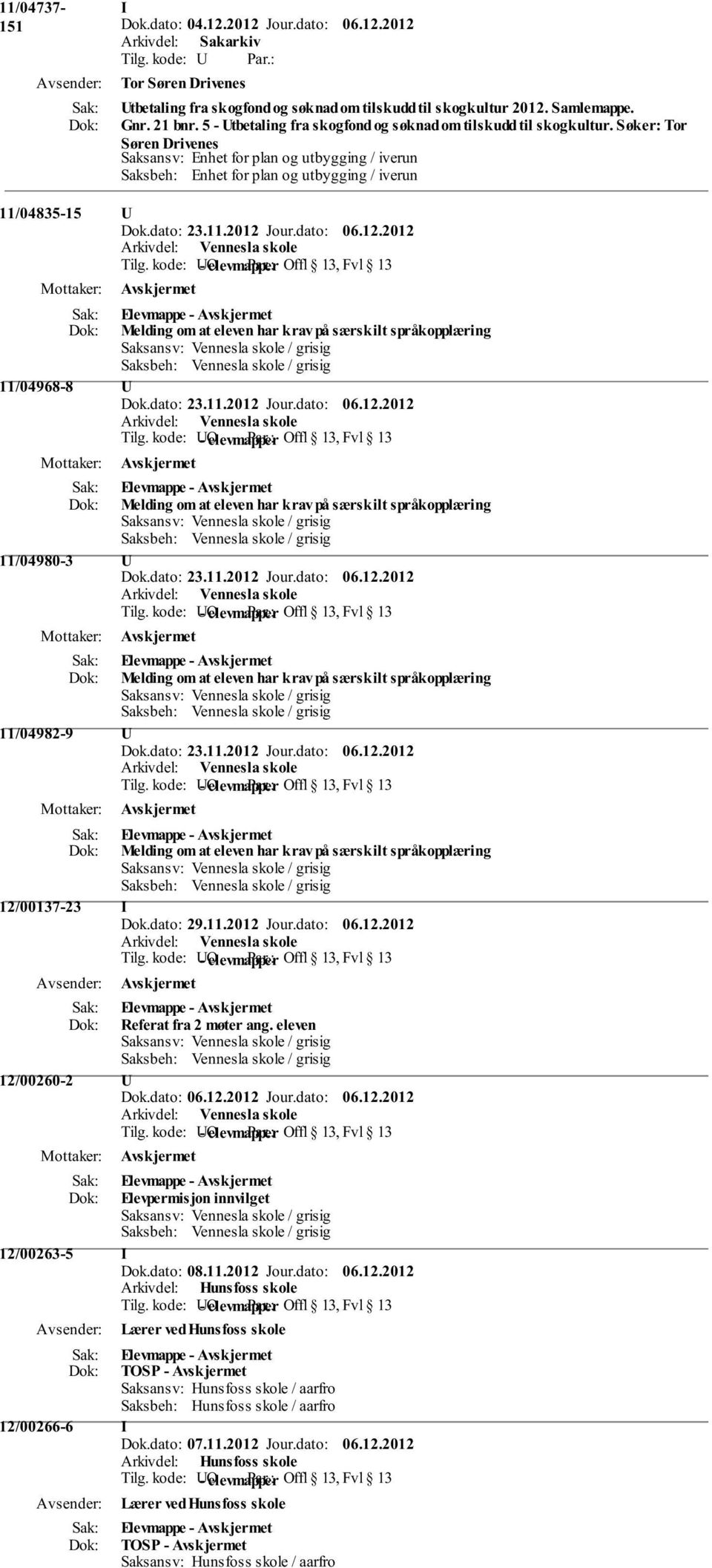 Søker: Tor Søren Drivenes Saksansv: Enhet for plan og utbygging / iverun Saksbeh: Enhet for plan og utbygging / iverun 11/04835-15 U 11/04968-8 U 11/04980-3 U