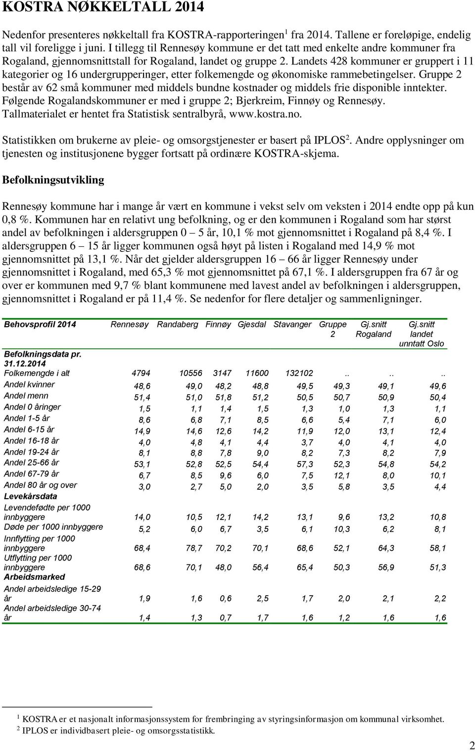 Landets 428 kommuner er gruppert i 11 kategorier og 16 undergrupperinger, etter folkemengde og økonomiske rammebetingelser.