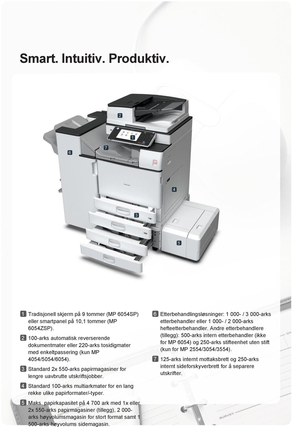 4 Standard 100-arks multiarkmater for en lang rekke ulike papirformater/-typer. 5 Maks.