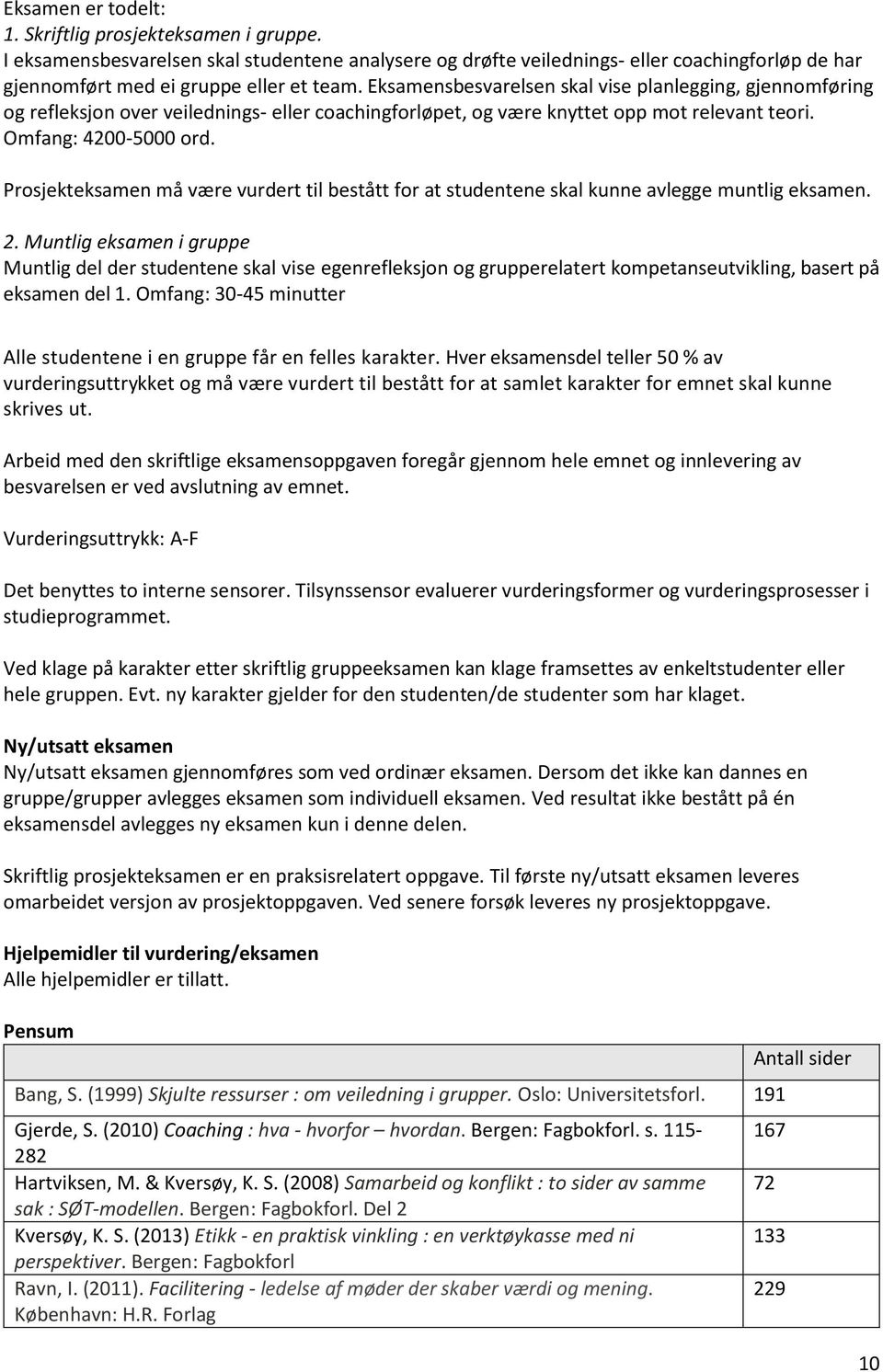 Prosjekteksamen må være vurdert til bestått for at studentene skal kunne avlegge muntlig eksamen. 2.