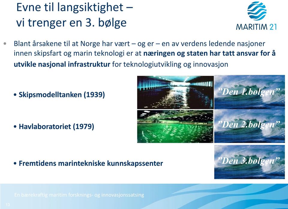 marin teknologi er at næringen og staten har tatt ansvar for å utvikle nasjonal infrastruktur for