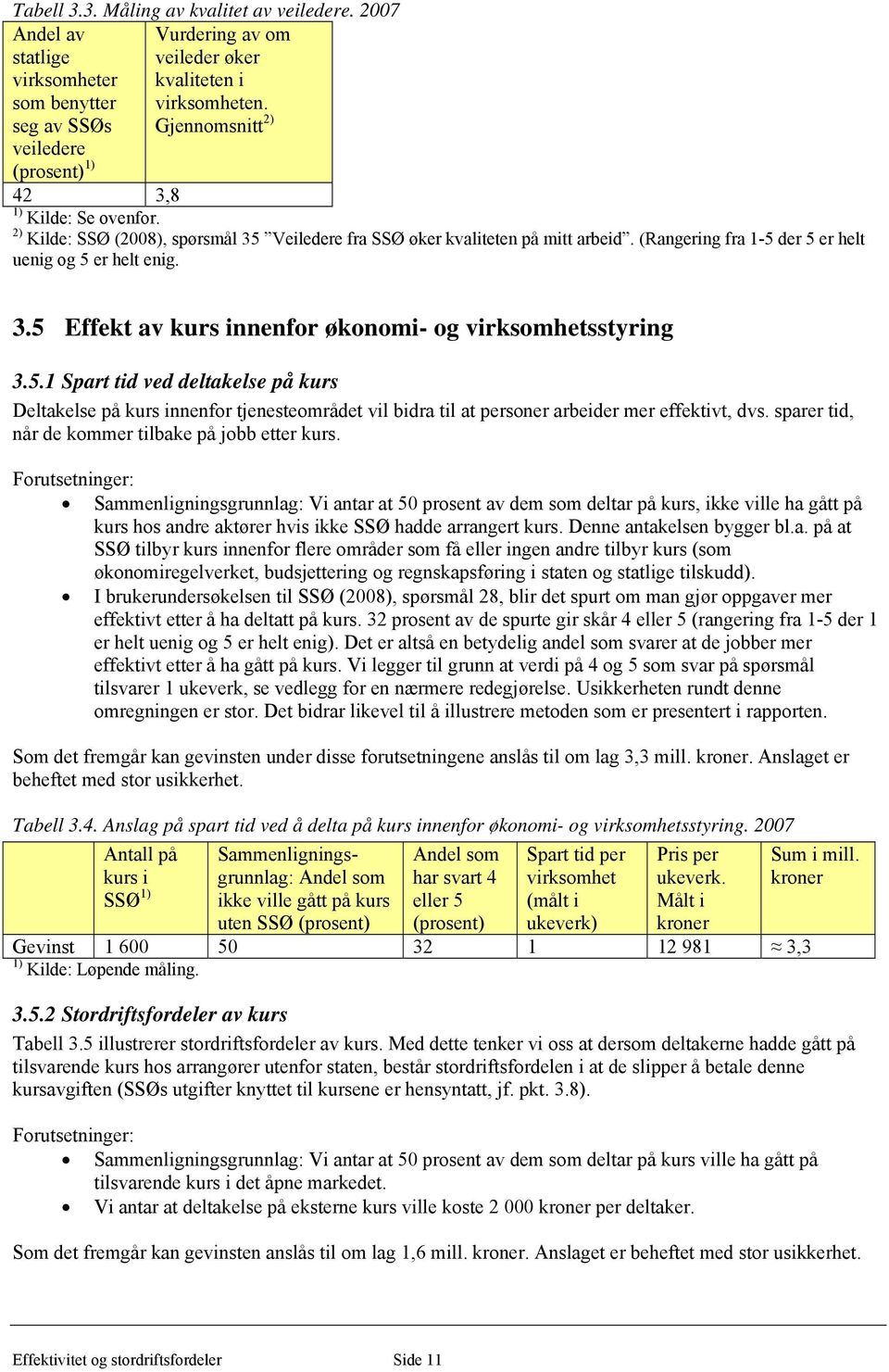 (Rangering fra 1-5 der 5 er helt uenig og 5 er helt enig. 3.5 Effekt av kurs innenfor økonomi- og virksomhetsstyring 3.5.1 Spart tid ved deltakelse på kurs Deltakelse på kurs innenfor tjenesteområdet vil bidra til at personer arbeider mer effektivt, dvs.