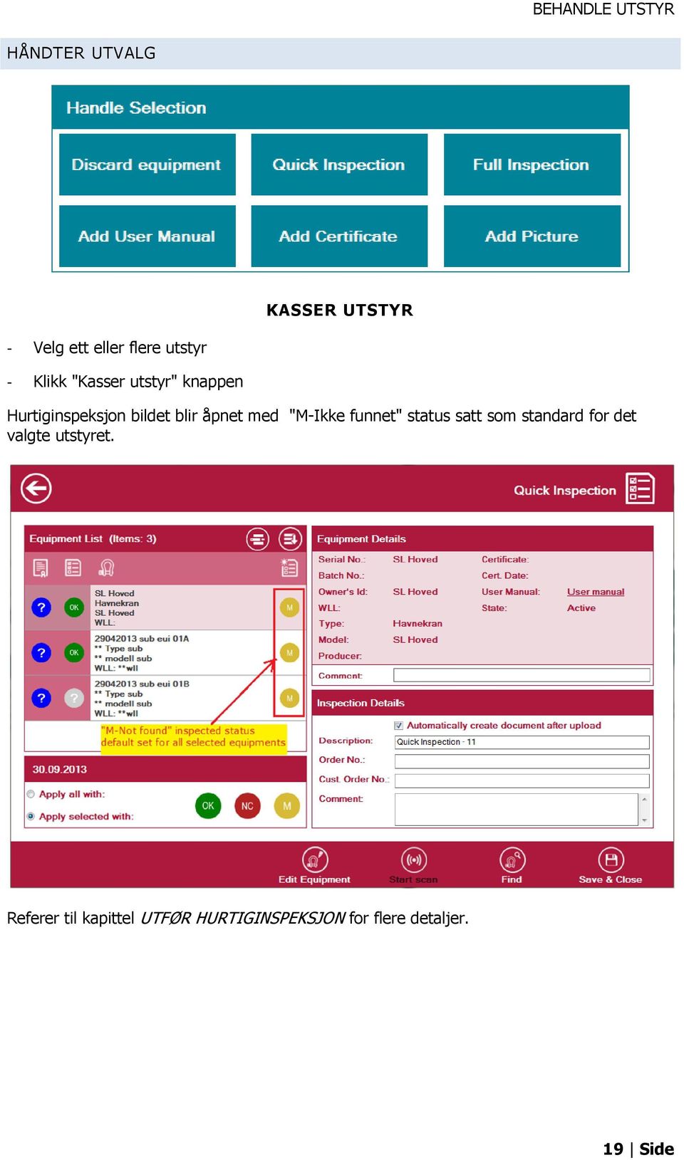 åpnet med "M-Ikke funnet" status satt som standard for det valgte